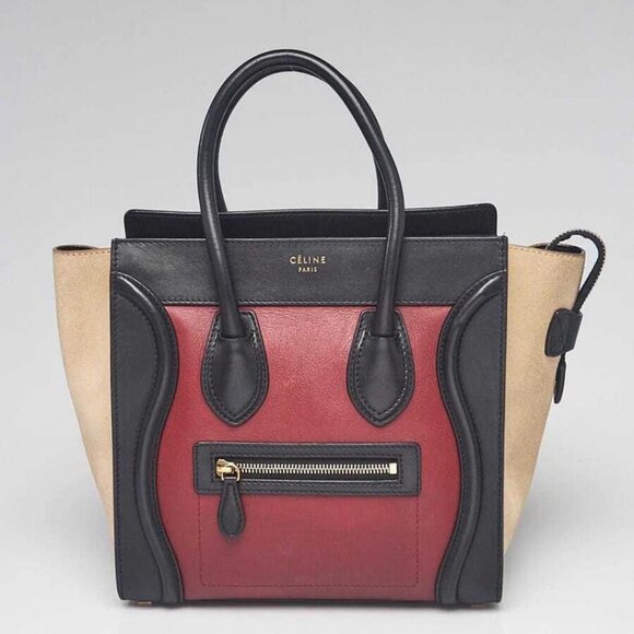 Celine Tricolor Leather/Suede Micro Luggage Tote Bag - Picture 1 of 12